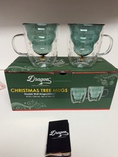 Christmas Tree Mugs DRAGON Glassware Double W...