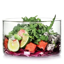 Glass Salad Bowl 46 oz,Fruit Bowl 29 oz Milk Bowl 15 oz,Set of 3 Glass,All Pu...