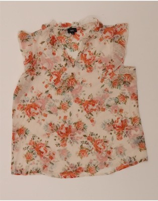 Mossimo Damen Bluse Top UK 18 XL Off White Blumenmuster Polyester CP20