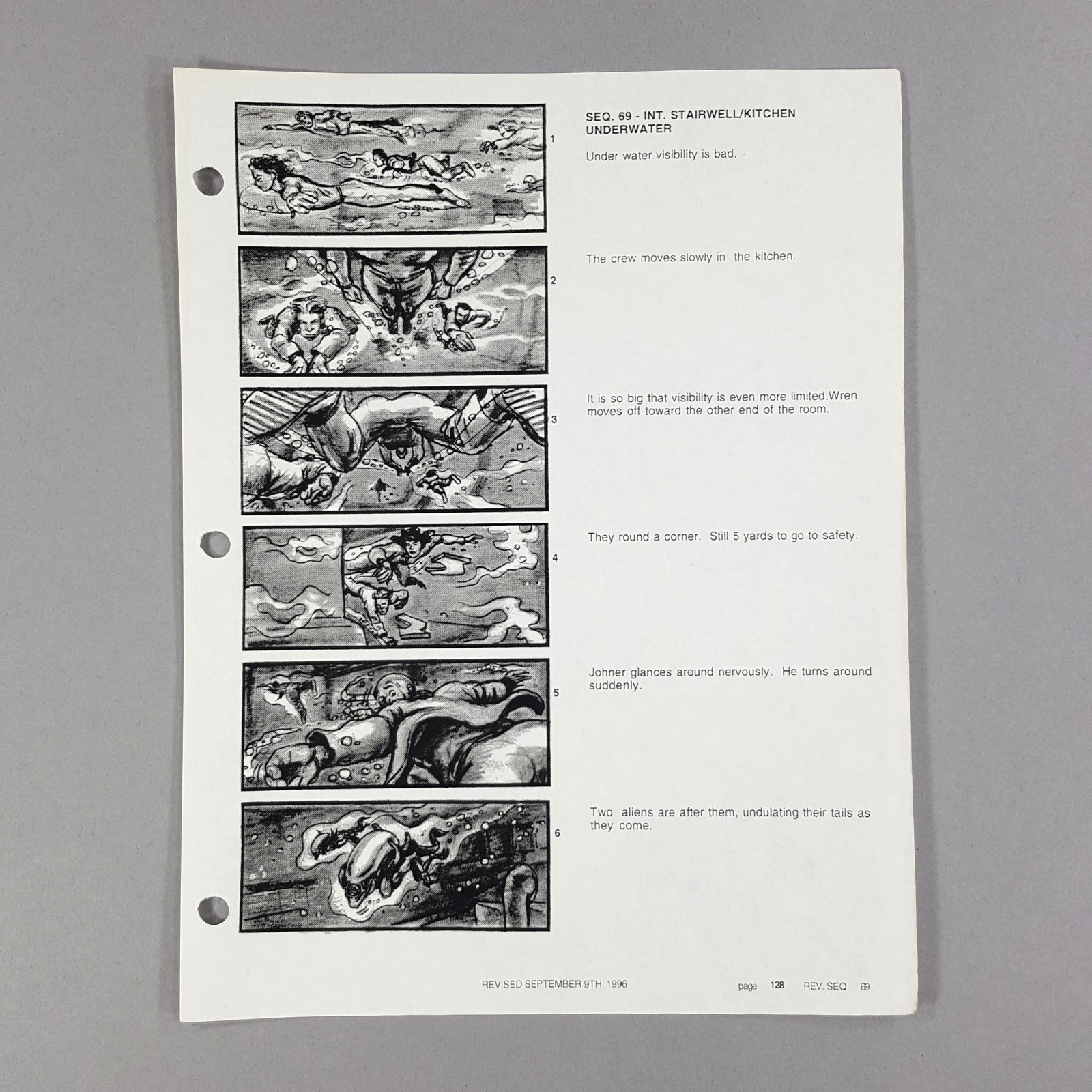 Image 2 of Alien: Resurrection - Production Used Storyboard, Alien Attacks Underwater, COA