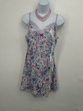 Victoria's Secret M Lavender Lace Baby Doll Vintage Floral Chemise Slip