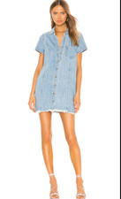 Show Me Your Mumu Blue Cyrus Mini Dress Denim Women's Small Button Up Low Tide