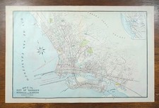 Vintage 1908 OAKLAND Map 22"x14" Old Antique Original ALAMEDA BERKELEY CA