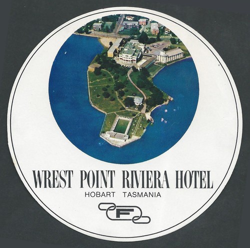 West Point Riviera Hotel HOBART Tasmania - vintage luggage label