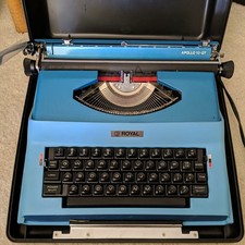 Royal Litton Apollo 12-GT Electric Typewriter Blue with Hard Case  thumbnail