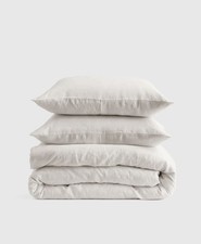 Quince European Linen Duvet Cover Set Queen Sand 3pc NEW