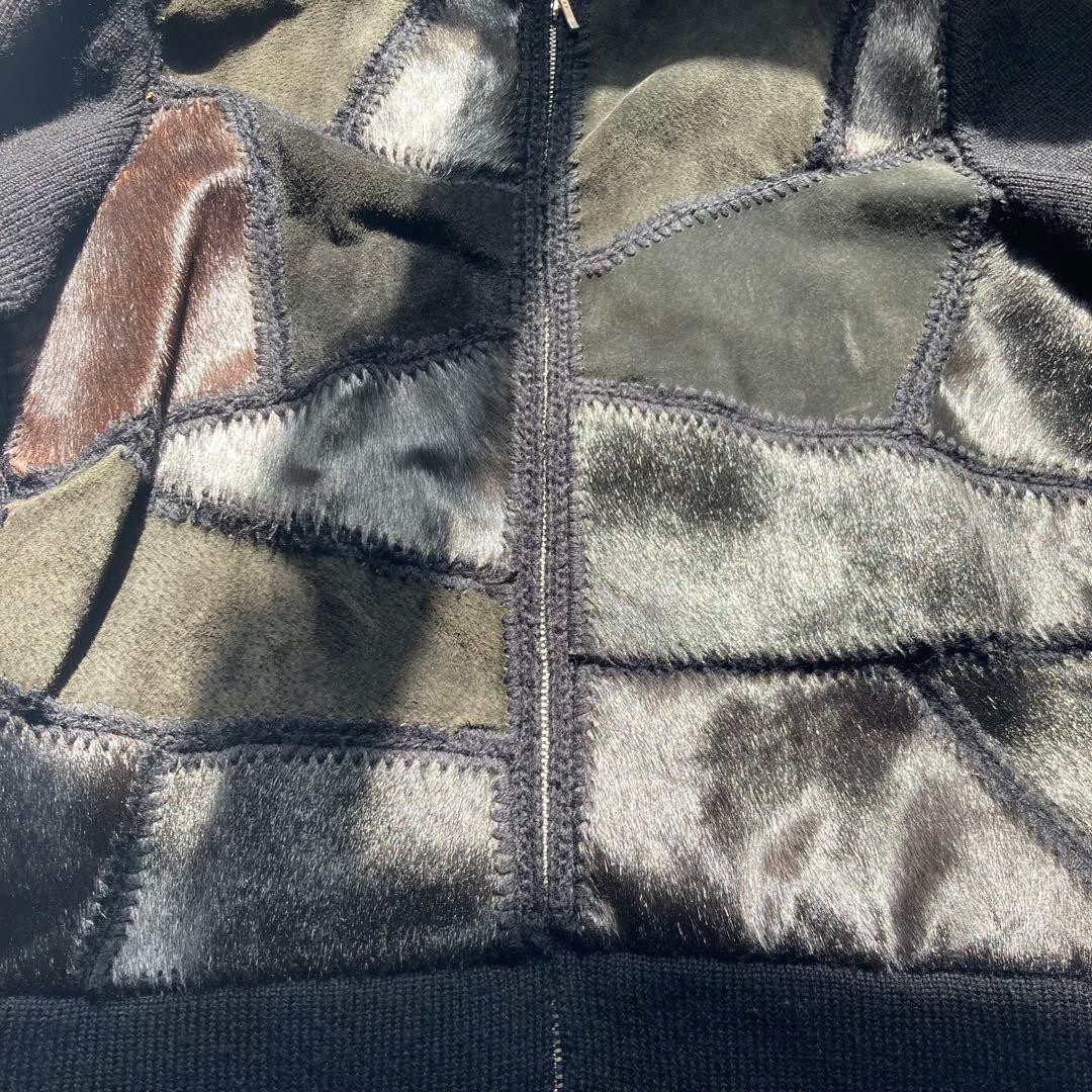 M Size Leather Jacket 90S Patchwork Horseskin Har… - image 4