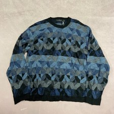 Vintage Knitted Jumper Abstract Patterned Grandad Knit Sweater Men's Xl