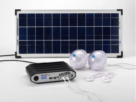 Kit eclairage solaire HUBI 10000 avec connectique simplifiée sans outil et 2 lampes