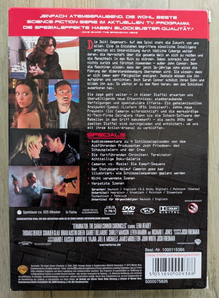 DVD-Box - Terminator: S.C.C. - Die Komplette Zweite (2.) Staffel - 6 Discs - Bild 2 von 4