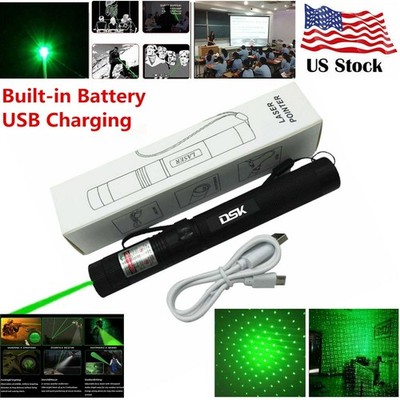 1mw 990 Miles Green Laser Pointer Pen USB Rechargeable 532nm Visible Beam Lazer