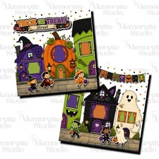 Trick or Treat Street Scrapbook Page Kit, Halloween 12x12 Two Page Layout