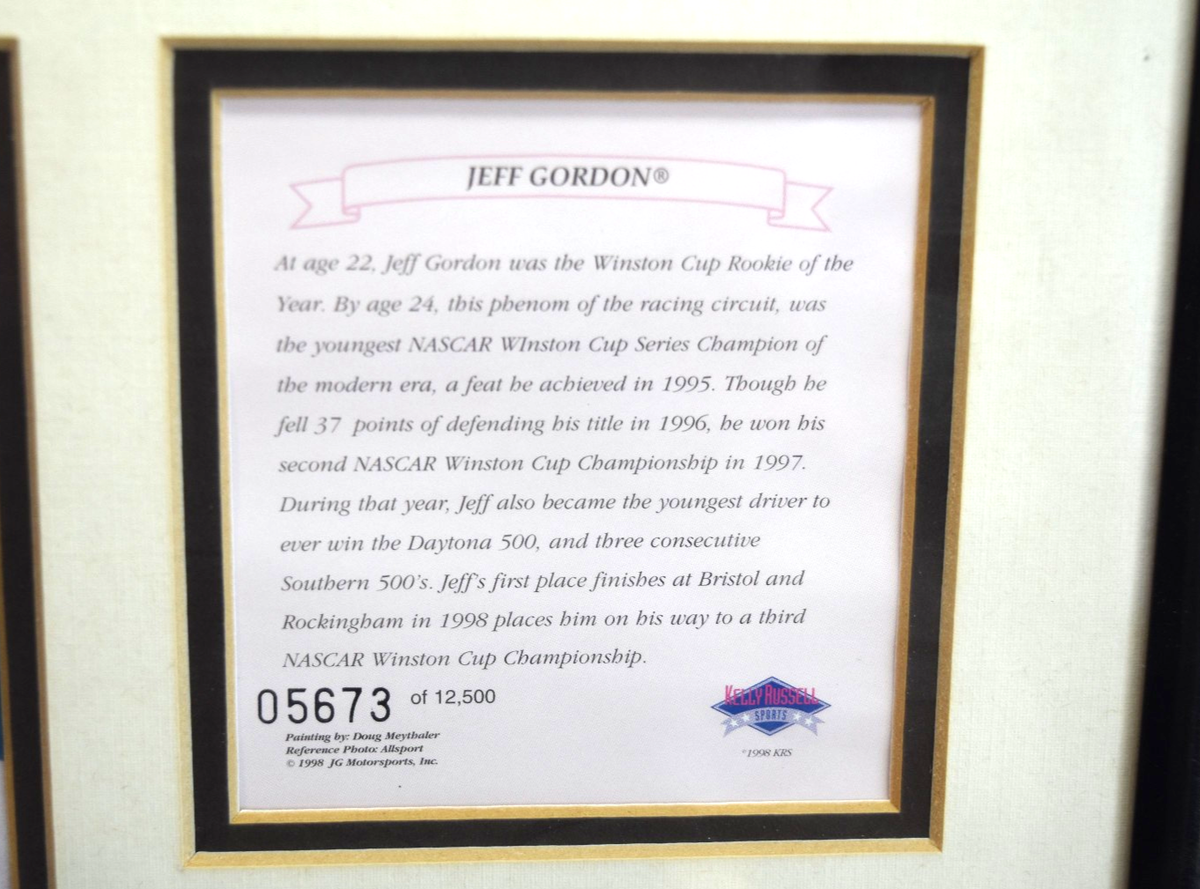 1998 Jeff Gordon Limited Edition Matted Display Number Out Of