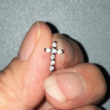 1Ct Round Cut Simulated Diamond Tiny Cross Stud Earrings 14K Black Gold Plated