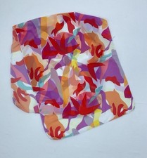 VIBRANT women s Silk Sheer Scarf W An Abstract Geometric Print 51"/21" GC