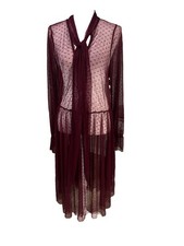 Curvy Sense Burgundy Red Sheer Mesh Overlay Dress Size Made In USA Sz XL