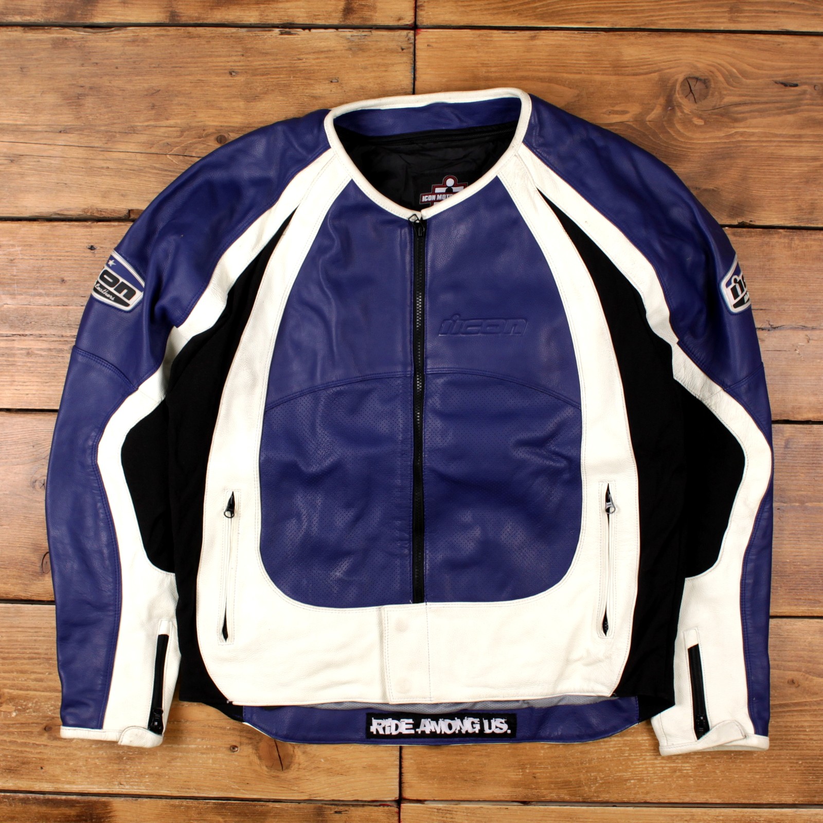 Vintage Icon Motorsports Racing Jacket 2XL Motorbike Merc Jacket Blue