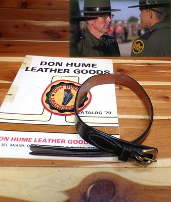 HUME Sz 7 1/2'' US Border Patrol Uniform Leather Campaign Hatband w/ Brass Buckle