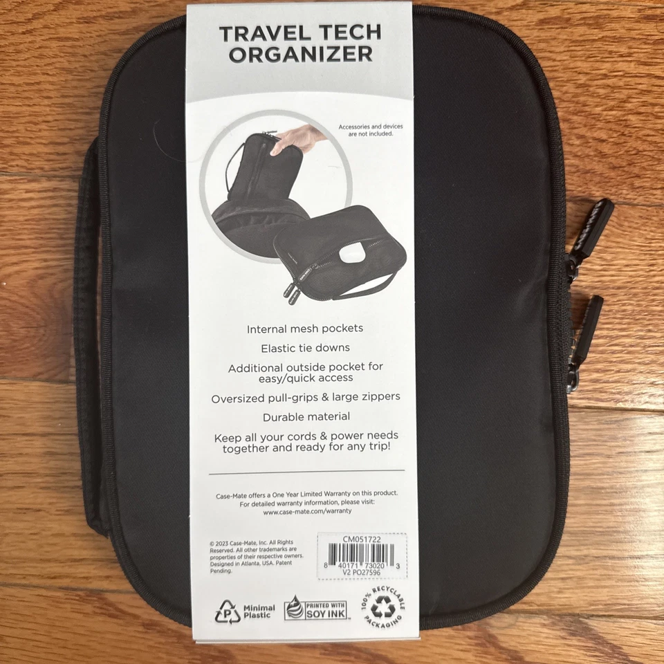 Bolsa organizadora Case-Mate Travel Tech para accesorios de dispositivos - negra Foto 2 de 2