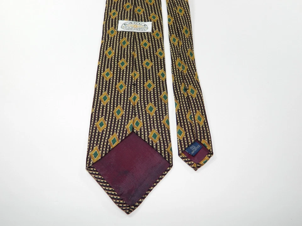 Corbata de seda para hombre EAGLE WEAR ORO DIAMANTES ESMERALDAS DECORACIÓN VERDE Foto 2 de 2