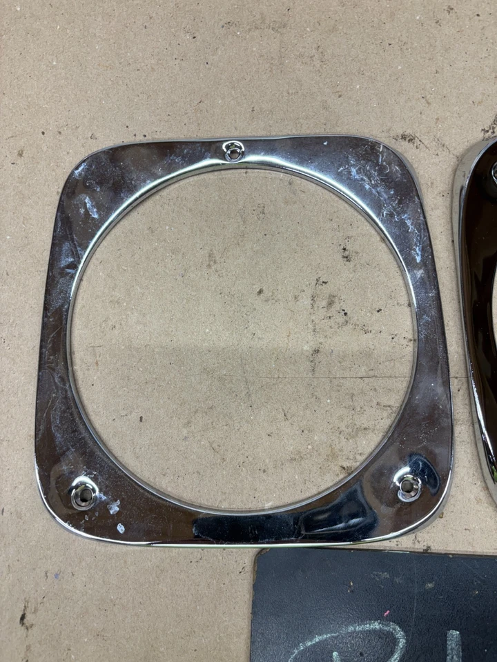 1964 1965 1966 CHEVROLET C10 TRUCK HEADLIGHT BEZELS PAIR CHROME NICE AFTERMARKET - Image 2 of 4