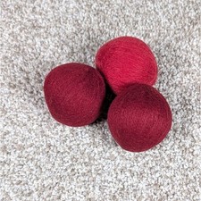 3 Red Felt Dryer Balls Reusable Wool Laundry Softener Natural Eco Friendly