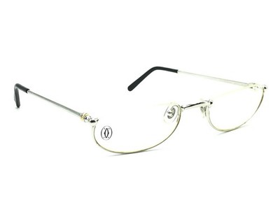 Cartier 2630045 Silver Black Half-Rimless Eyeglasses Frames 48-19 140 France NEW