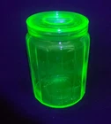 Federal Uranium Vaseline Hostess Green Depression Glass 6 " Tall Canister *READ*