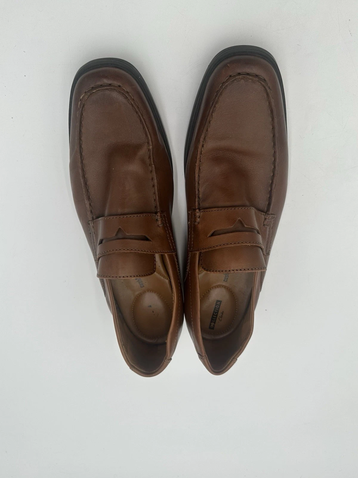 Scarpe Clarks Collezione Uomo 13M Marrone Morbido Cuscino Ortholite Mocassini Pelle