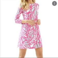 Lilly Pulitzer Ophelia Swing Dress Capri Pink Papaya Playa XS 3/4 Sleeve