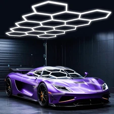 EUPLONG Hexagon Garage Lights,14 Grids LED Hexagon Light,456W 50160LM 7000K H...