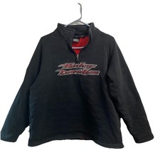 HARLEY DAVIDSON Men Vintage 2005 Black Fleece Lined 1/4Zip Sweatshirt L 55/C 44  