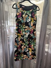 JOE BROWNS - BLACK/ BRIGHT FLORAL PRINT SLEEVELESS DRESS UK 12 - VGC