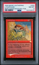 1999 MTG MERCADIAN MASQUES FOIL #202 LITHOPHAGE PSA 8