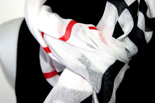 grande ECHARPE foulard blanc tartan rayé HOMME/FEMME tendance 180 X 80 CM CHIC - Picture 3 of 3