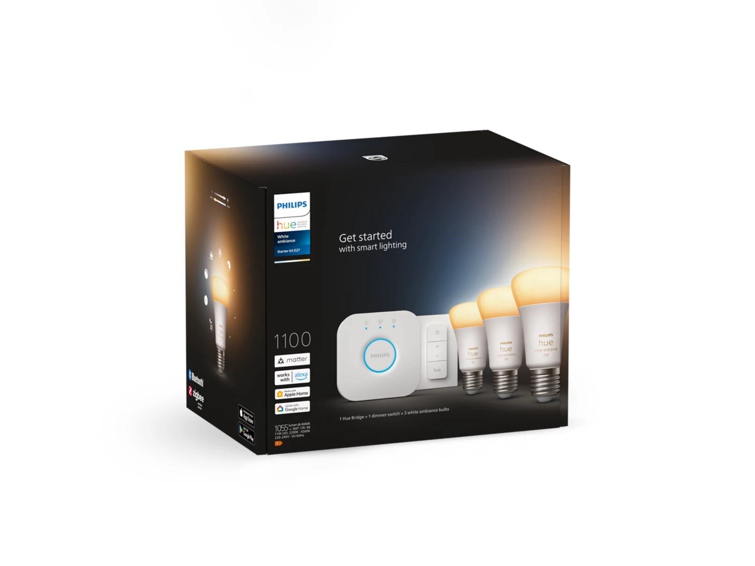 NEW Philips Hue Starter Kit E27 White Ambiance (3 bulbs + dimmer switch)