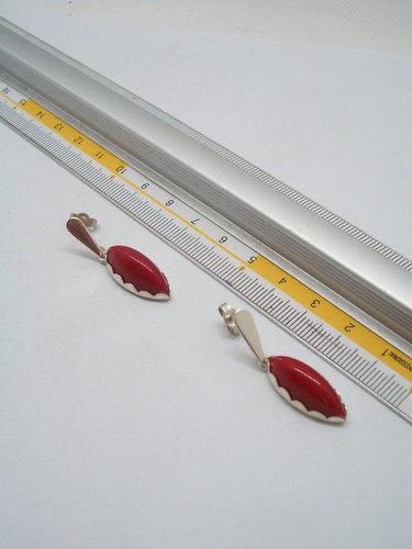 Orecchini in ARGENTO 925 con Pietra sintetica rossa - imitazione corallo - Picture 5 of 5