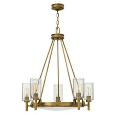 Image of 5 Bulb Chandelier Hanging Pendant LIght Heritage Brass LED E27 100W Bulb