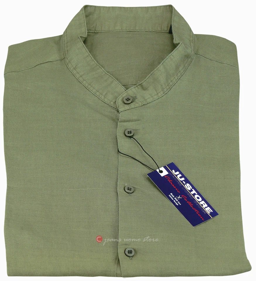 Camicia uomo Taglie forti misto lino manica lunga collo coreana casual daS a 6XL - Immagine 4 di 4