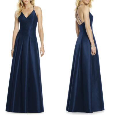 NEW 6767 AFTER SIX Midnight BLUE Cross Back TAFFETA A-Line EVENING Dress GOWN 6
