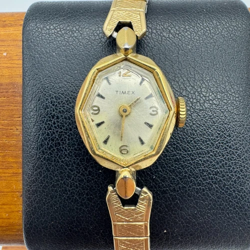 Vintage Timex Watch Women Gold Tone Manual Wind Up