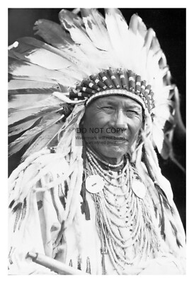 CHIEF DUCK BLACKFOOT TRIBE NATIVE AMERICAN LEADER IN HEADRESS 4X6 PHOTO