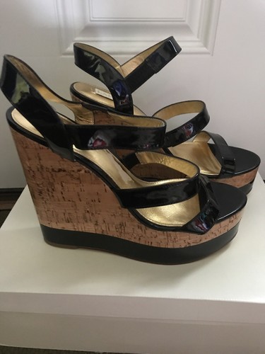 Patent Leather Platform Wedge Sandals 