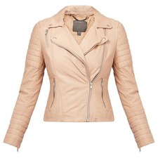 Muubaa Mersault Taupe Biker Jacket Quilted Leather Us 6 Uk 10 New