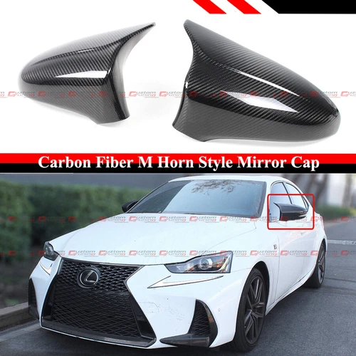 FOR 14-2020 LEXUS IS200 300 350 M HORN STYLE CARBON FIBER SIDE MIRROR COVER CAP
