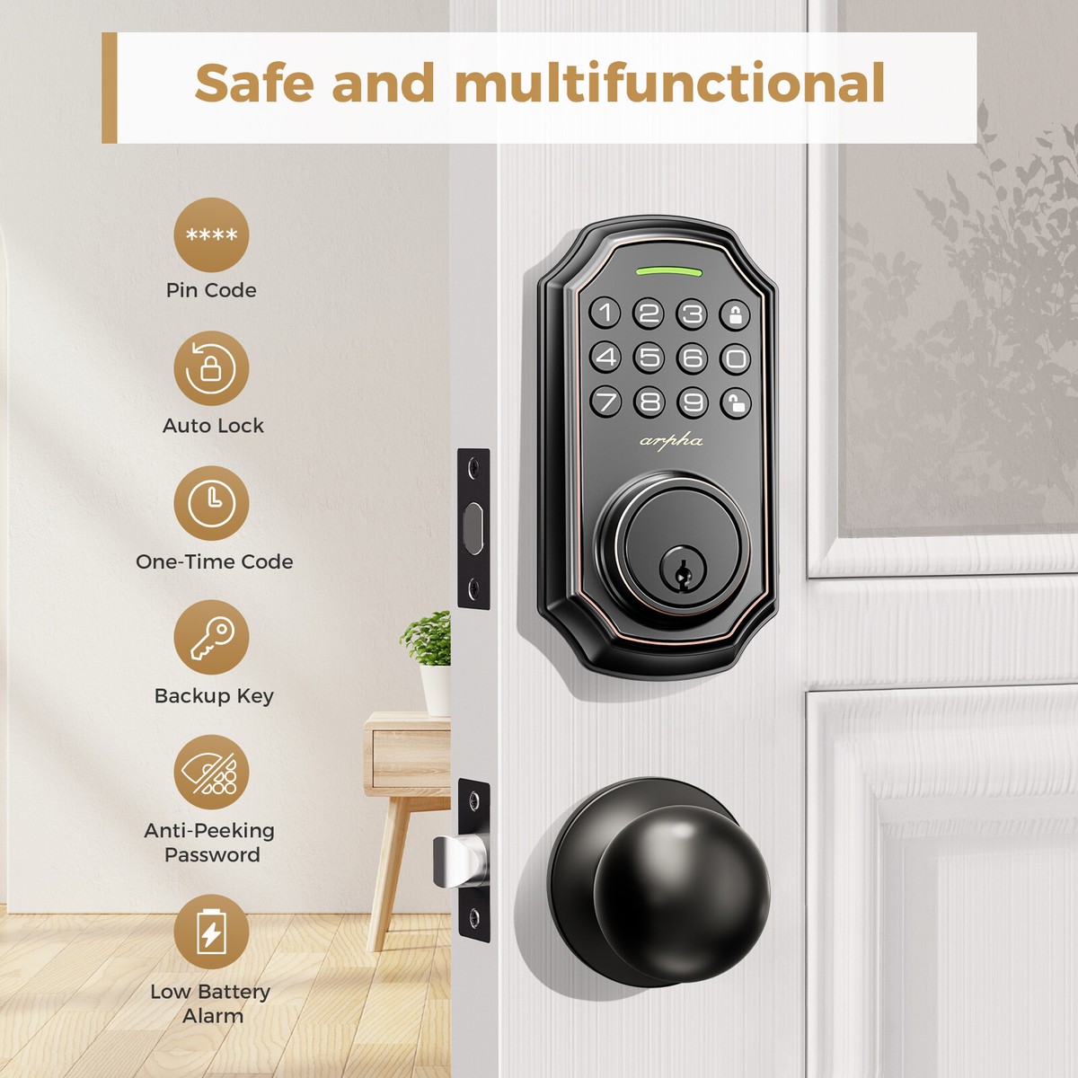 Smart Locks For Entry Door Hunnay Smart Locks For Front Door, WiFi
