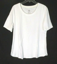 New Isaac Mizrahi Essentials T Shirt Medium White Scoop Neck A378937 Women YB20