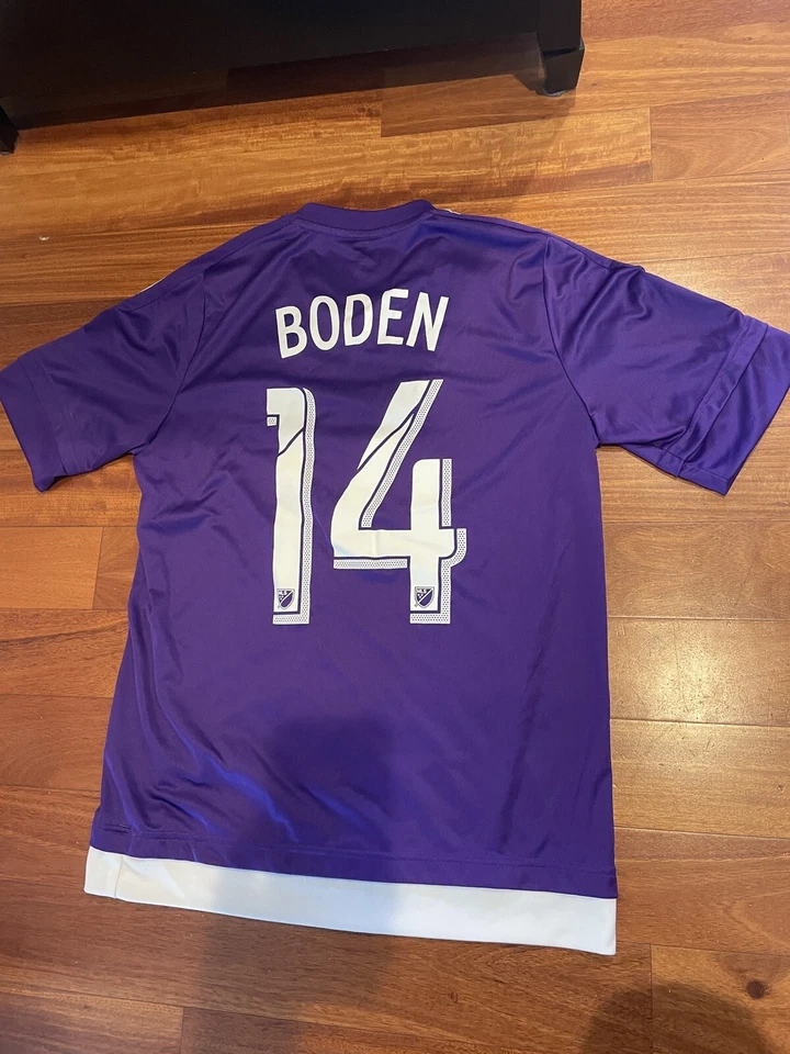 Adidas Orlando City Soccer Jersey MLS Purple Size Child XL Luke Boden #14 2015 - Image 4 of 4
