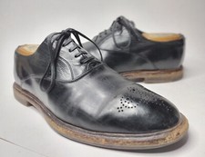 DOLCE & GABBANA Solid Lace-Up Leather Brogue Derby Shoes Black Marsala Size 8