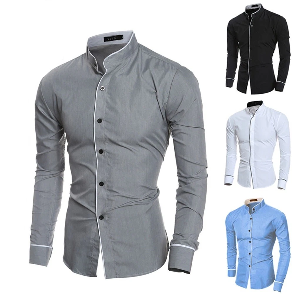 Camisas De vestir para hombre Estilo informal De manga larga botones | eBay